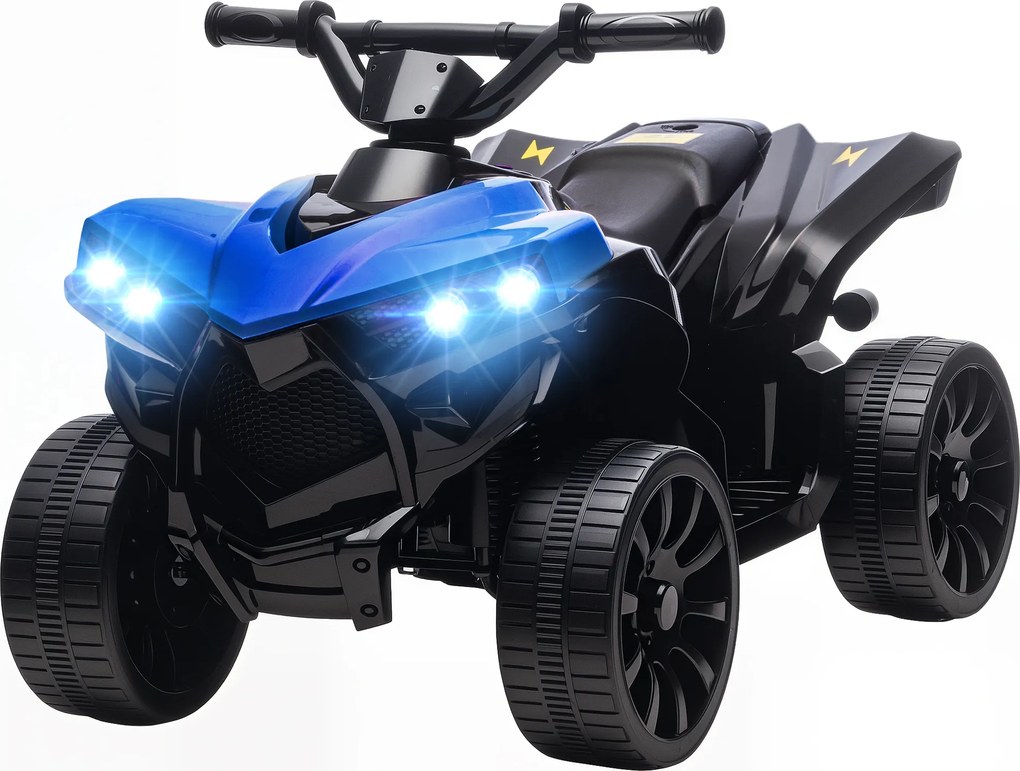 AIYAPLAY Elektryczny quad dla dzieci ATV z akumulatorem 6V do ładowania, LED-światłami i muzyką, wiek 3-8 lat, niebieski | Aosom PL