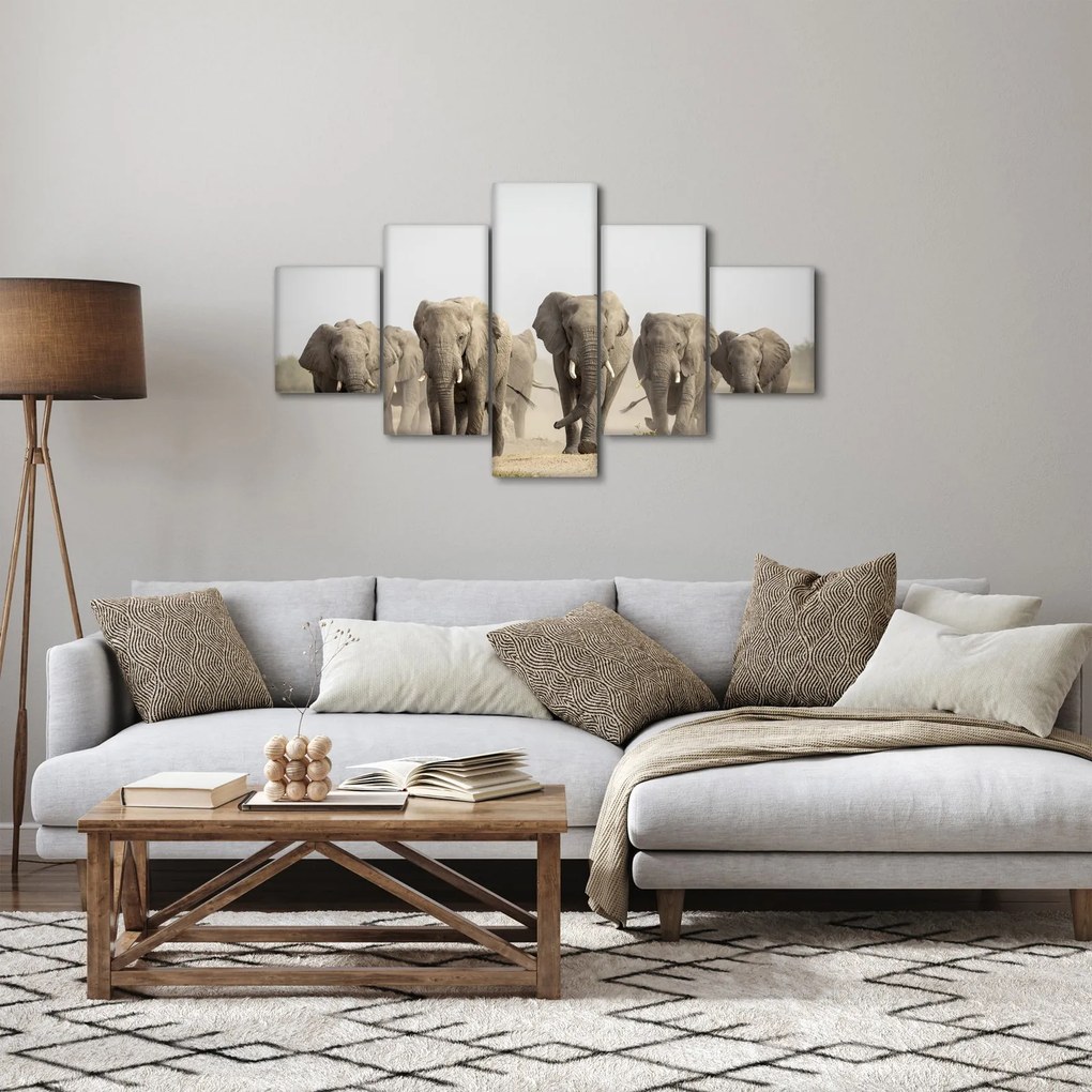 Obraz - Stado słoni (125x70 cm)