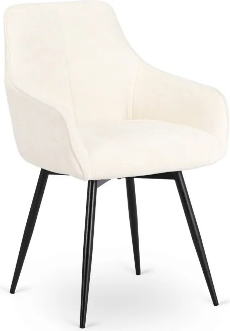 Krzesło Tapicerowane Obrotowe do Salonu LARISA Kremowe Nowoczesne