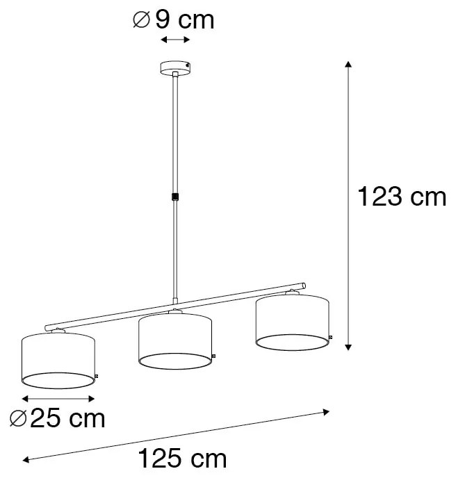 Nowoczesna lampa wisząca czarna ze złotem 125 cm 3-punktowa - VT 3 Nowoczesny Oswietlenie wewnetrzne