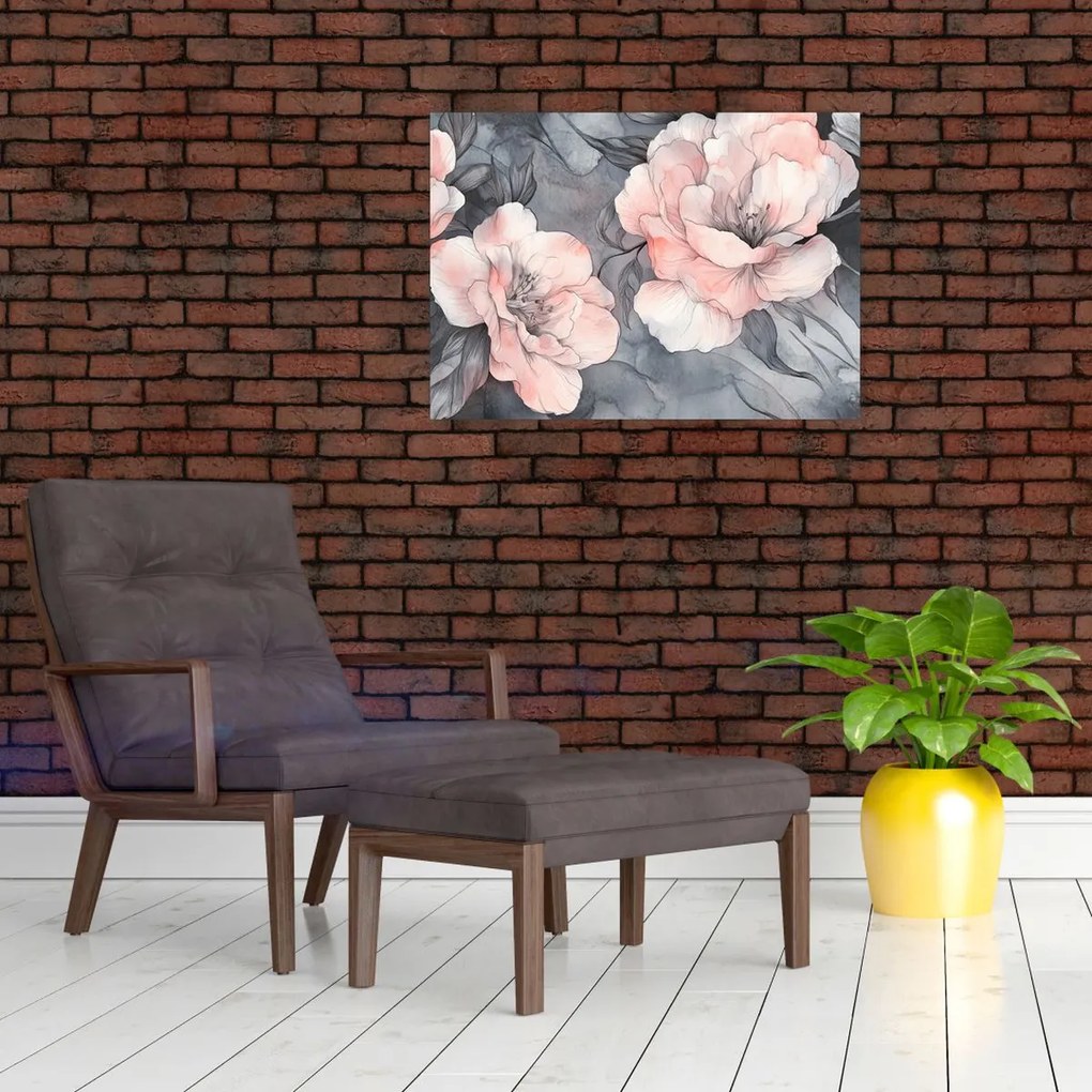 Obraz na szkle - Szkic kwiatów (70x50 cm)