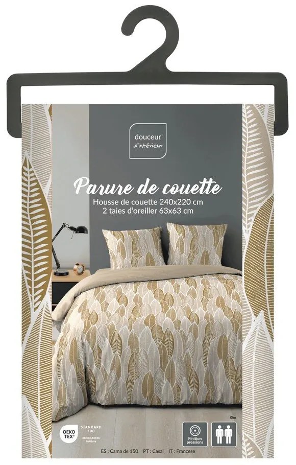 Pościel dwuosobowa z mikrowłókna w kolorze ochry 240x220 cm Kim – douceur d'intérieur