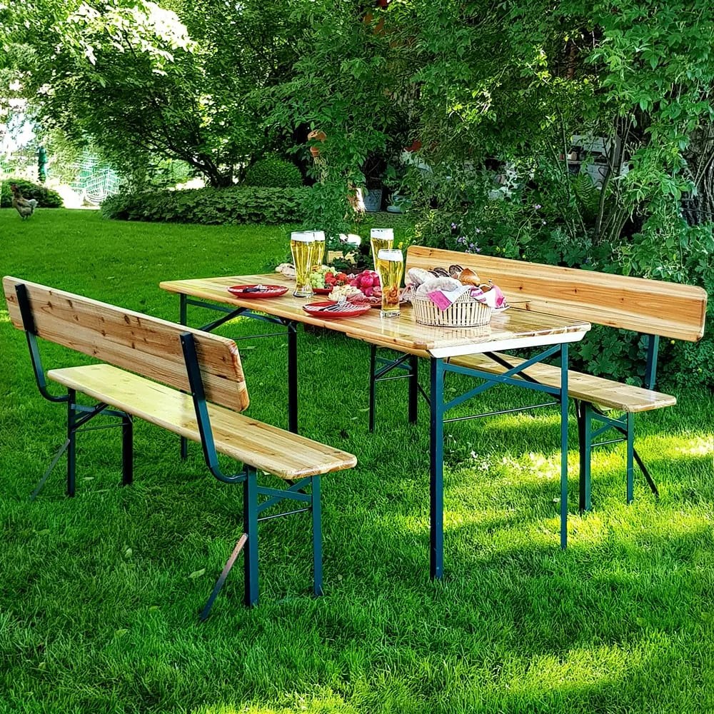 Zestaw piwny PRAKTIK z oparciami, 170cm, brązowa Jurhan