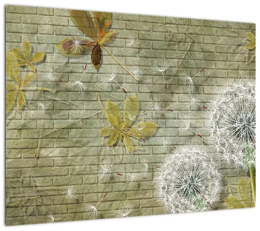 Obraz na szkle - Dmuchawce unoszone wiatrem (70x50 cm)