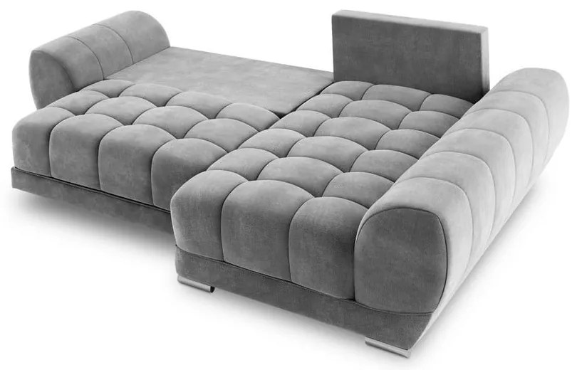 Szary rozkładany narożnik z aksamitnym obiciem Windsor &amp; Co Sofas Nuage, prawostronny