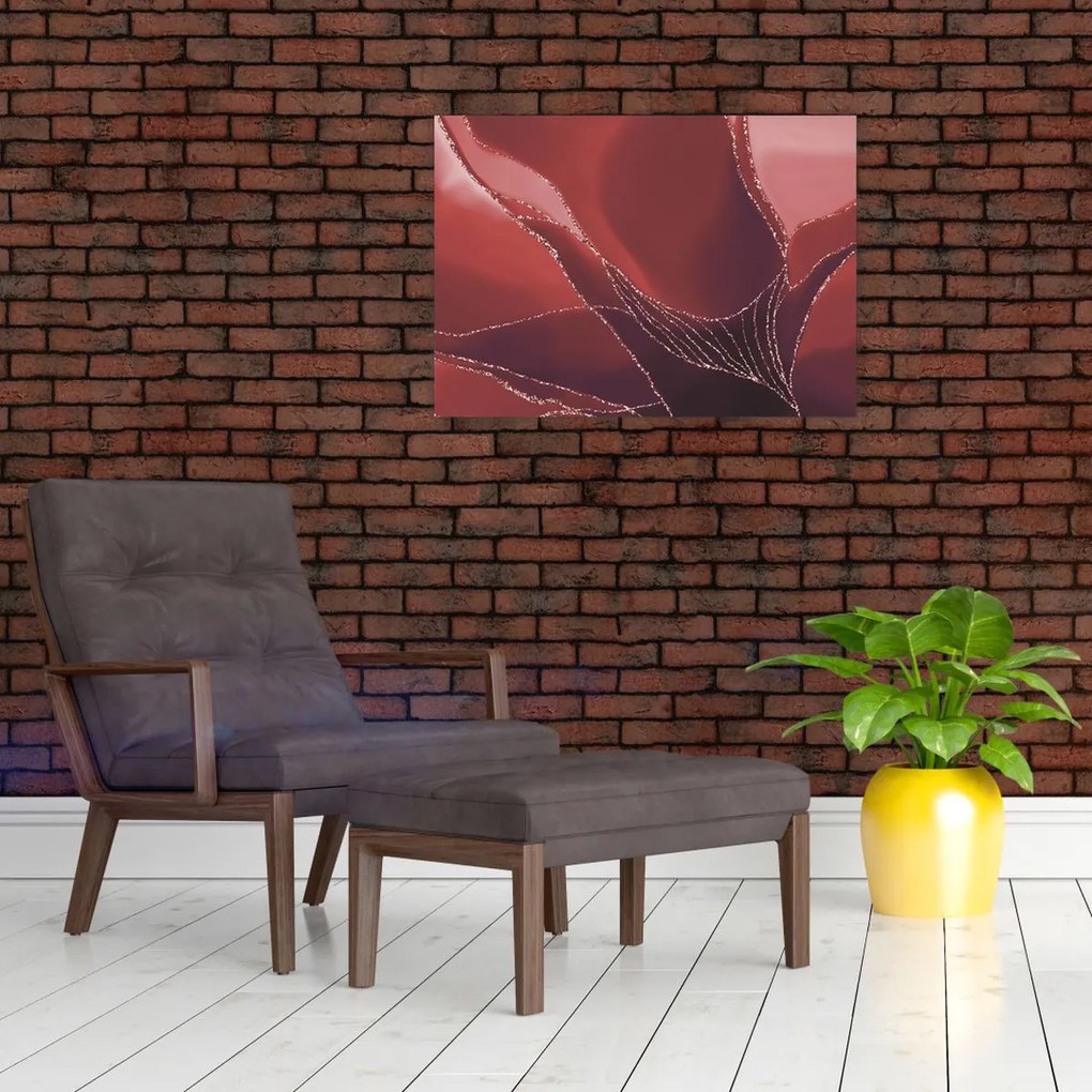 Obraz na szkle - Czerwony abstrakcyjny kwiat N⁰2 (70x50 cm)