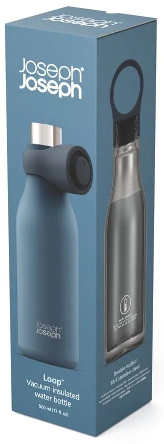 Ciemnoniebieska podróżna butelka ze stali nierdzewnej 500 ml Loop – Joseph Joseph