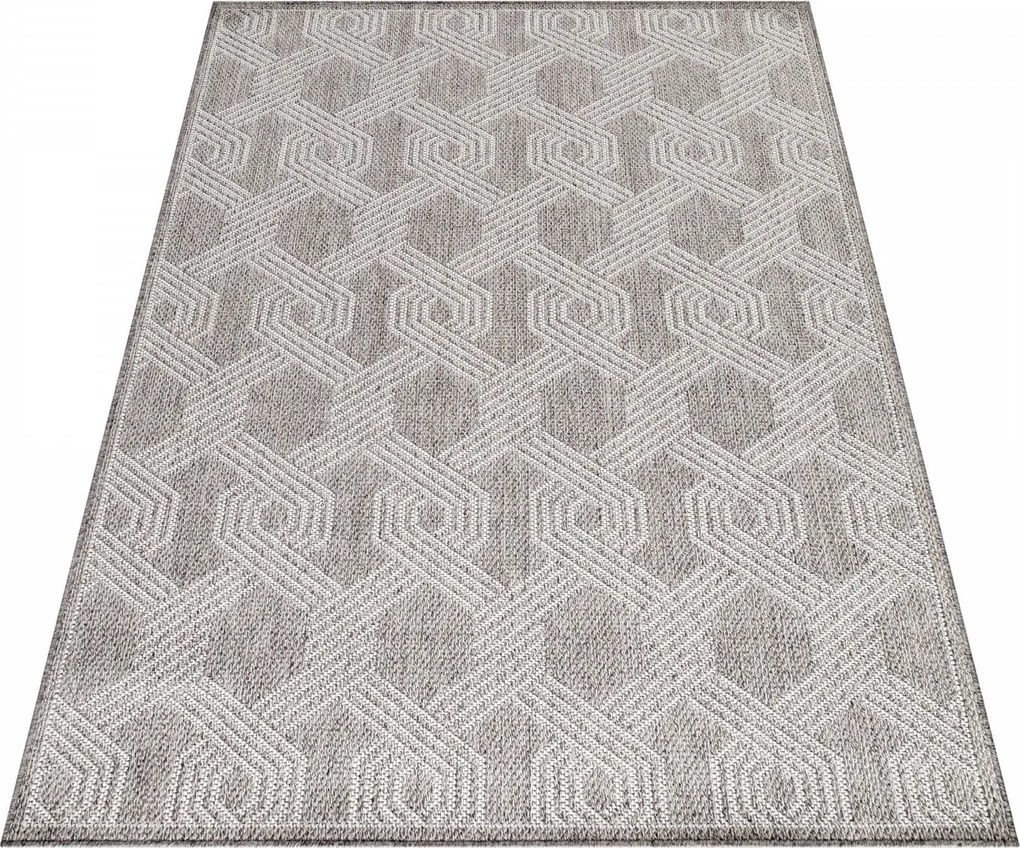 Dywan płaskotkany Aruba heksagon szary 200 cm x 290 cm