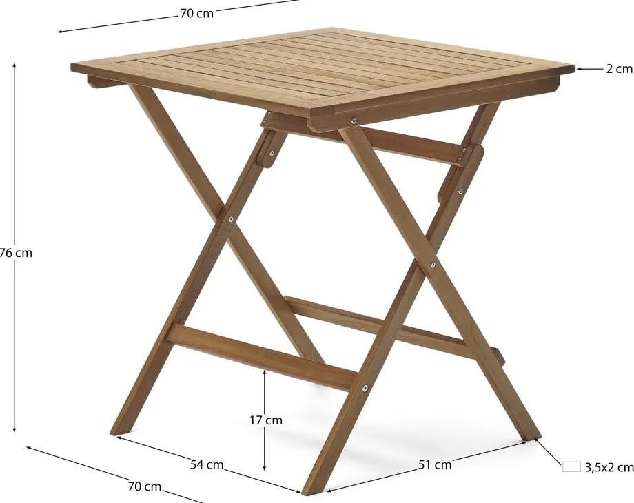 Stół ogrodowy z litego drewna akacjowego 70x70 cm Sadirar – Kave Home
