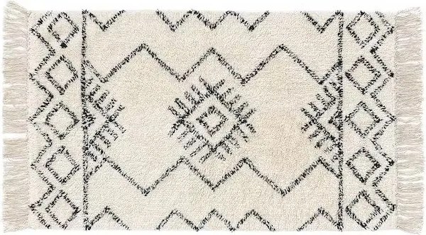 Kremowy dywanik do łazienki ze wzorami Naomi