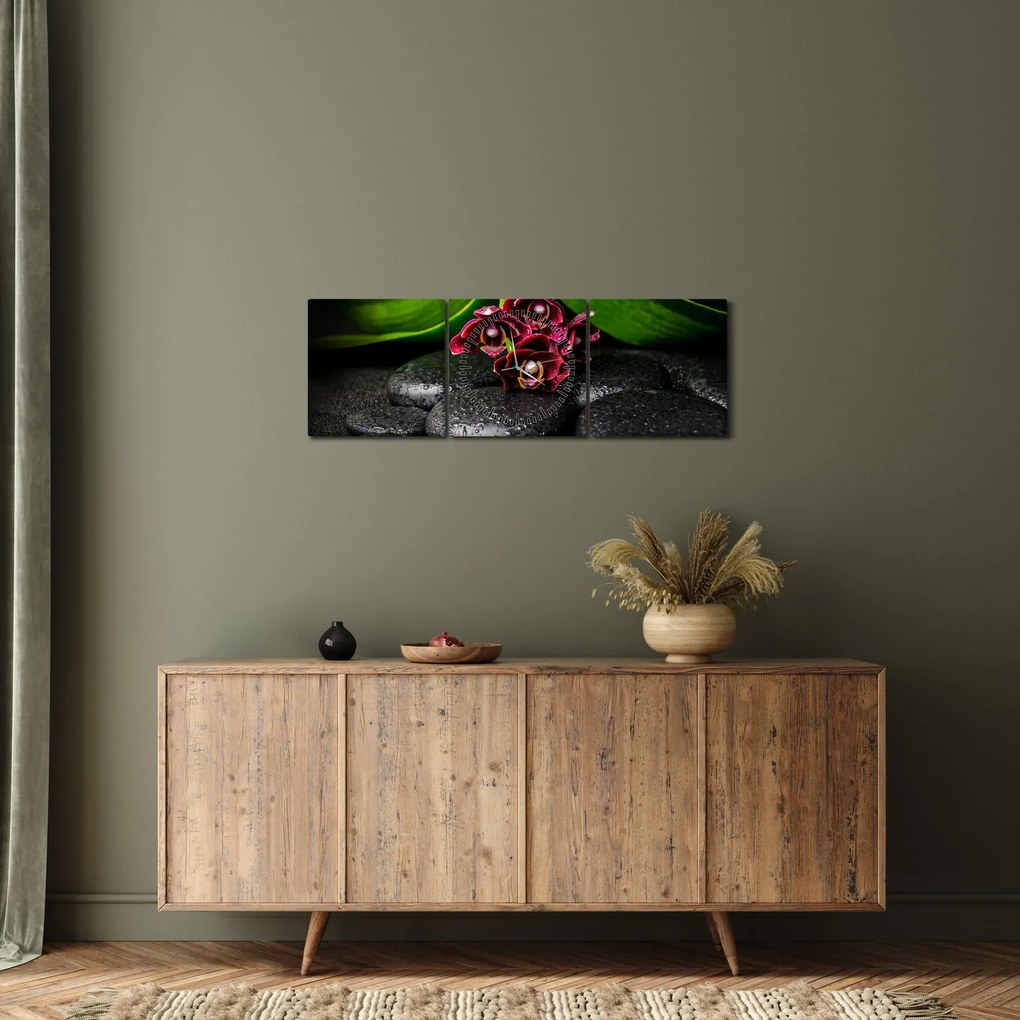 Obraz - Kamienie lawy (z zegarem) (90x30 cm)