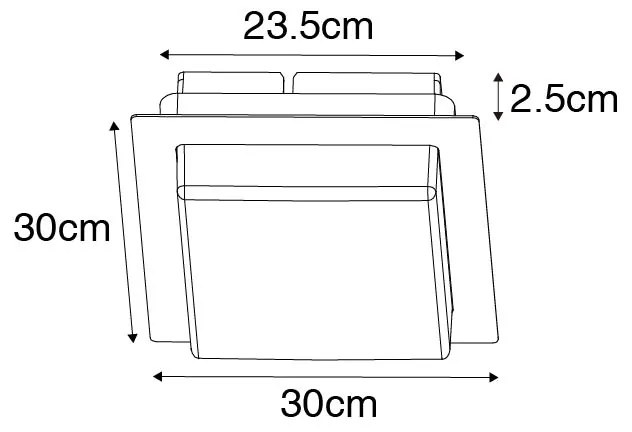 Nowoczesna lampa sufitowa czarna kwadratowa z wbudowanym LED IP44 - Lys