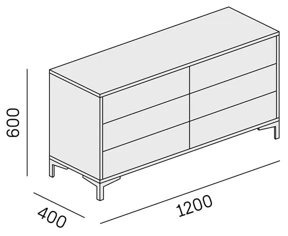 Biurowa komoda półkowa LAYERS, 6 szuflad, dąb naturalny / dąb bejcowany