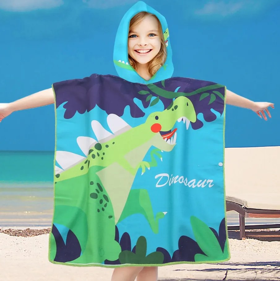 Dziecięce ponczo DINOZAUR kolorowe Rozmiar: 60 x 120 cm