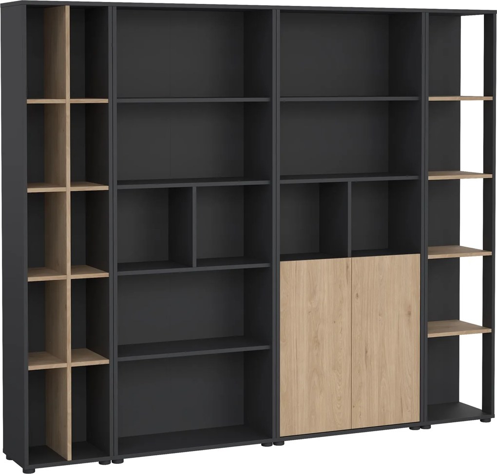 Zestaw mebli do biura loft Sign jackson hickory/szary mat