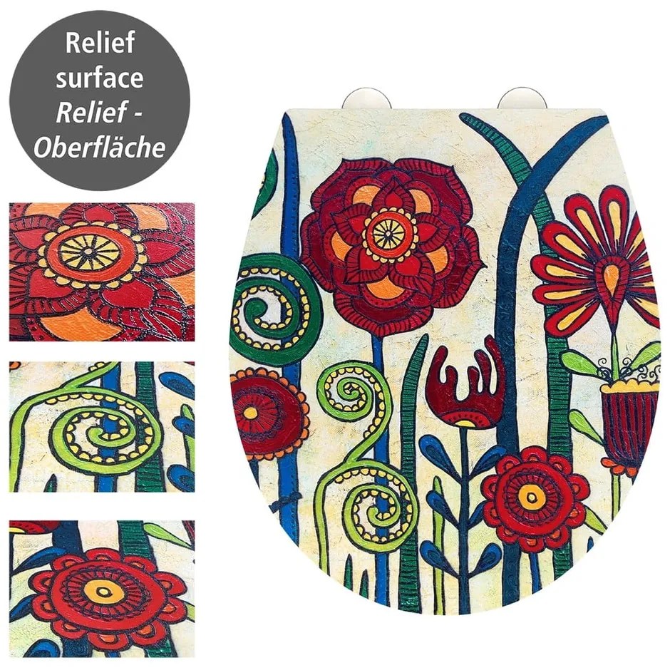 Deska sedesowa wolnoopadająca 37 x 44,5 cm Rollin'Art Red Blossom – Wenko