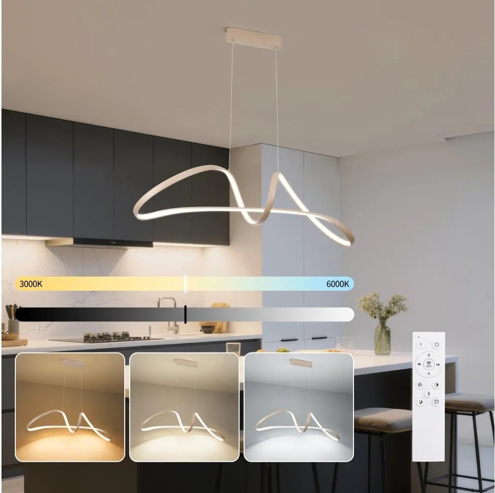 Brilagi-LED ściemnialny żyrandol na lince TWISTER LED/60W/230V 3000-6000K beżowy + pilot