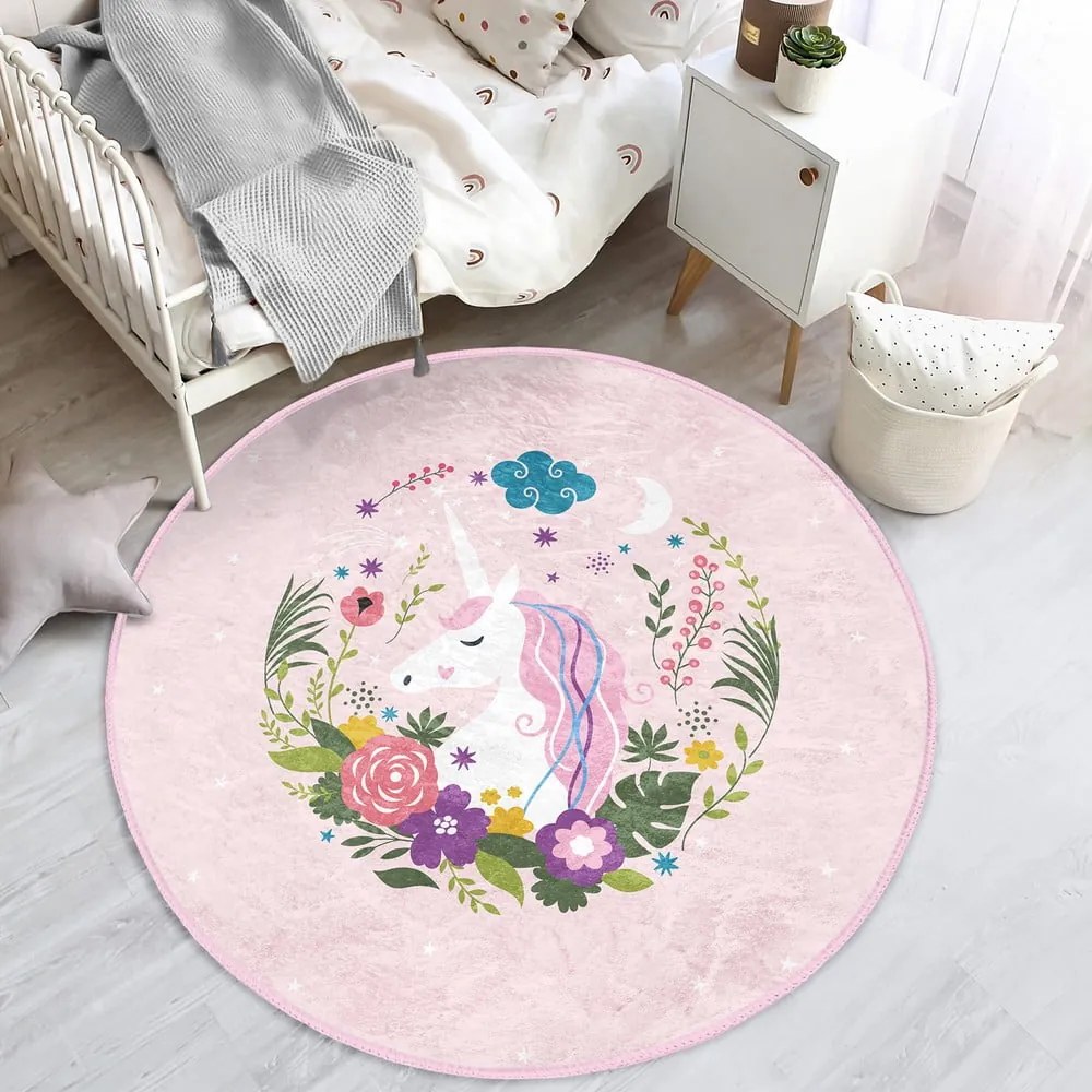 Różowy dywan dziecięcy ø 120 cm Comfort – Mila Home
