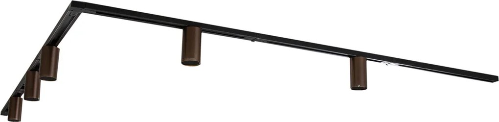 Nowoczesny system oświetlenia szynowego z 5 reflektorami w kolorze ciemnego brązu, 1-fazowy, GU10, 50 mm - Iconic Ruby