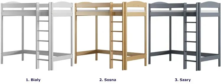 Dziecięce łóżko na funkcjonalnej antresoli, sosna - Laren 3X 200x90 cm