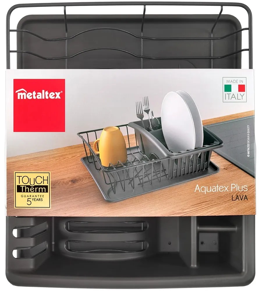 Ciemnoszary ociekacz ze stali nierdzewnej Metaltex Aquatexplus Lava