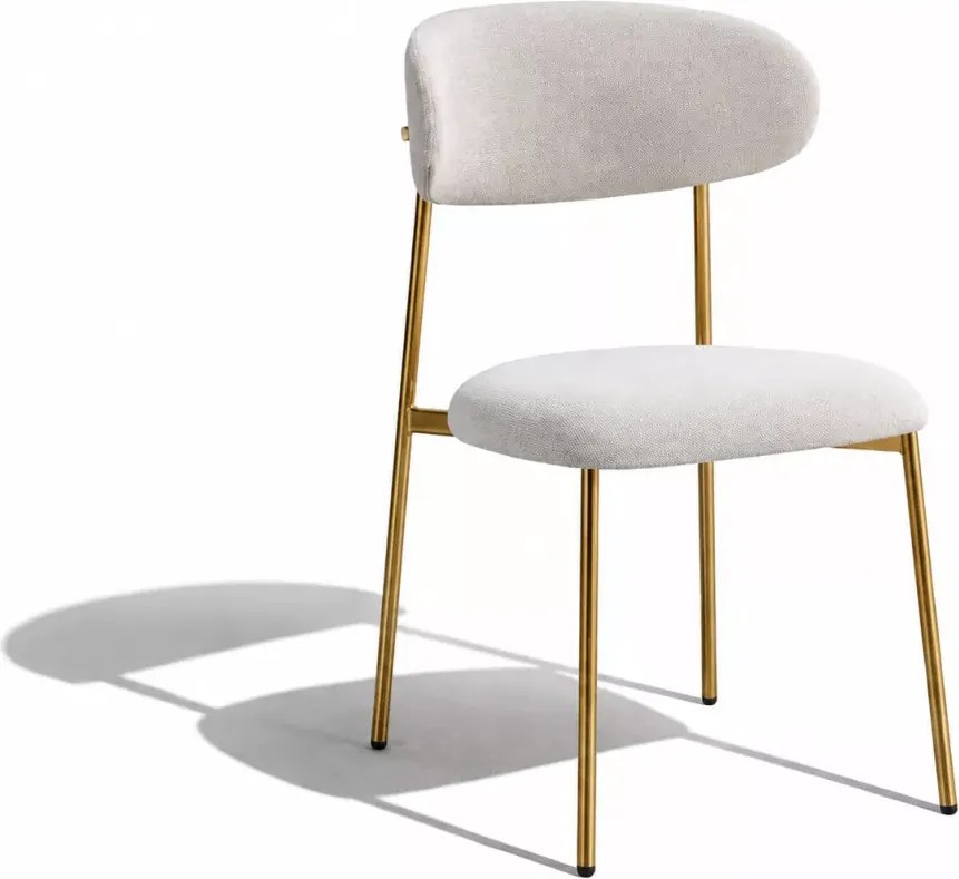 Krzesło tapicerowane Narelli kremowe złote nogi welur design retro