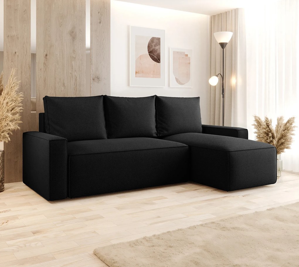 Czarny narożnik rozkładany w kształcie L A5-B94