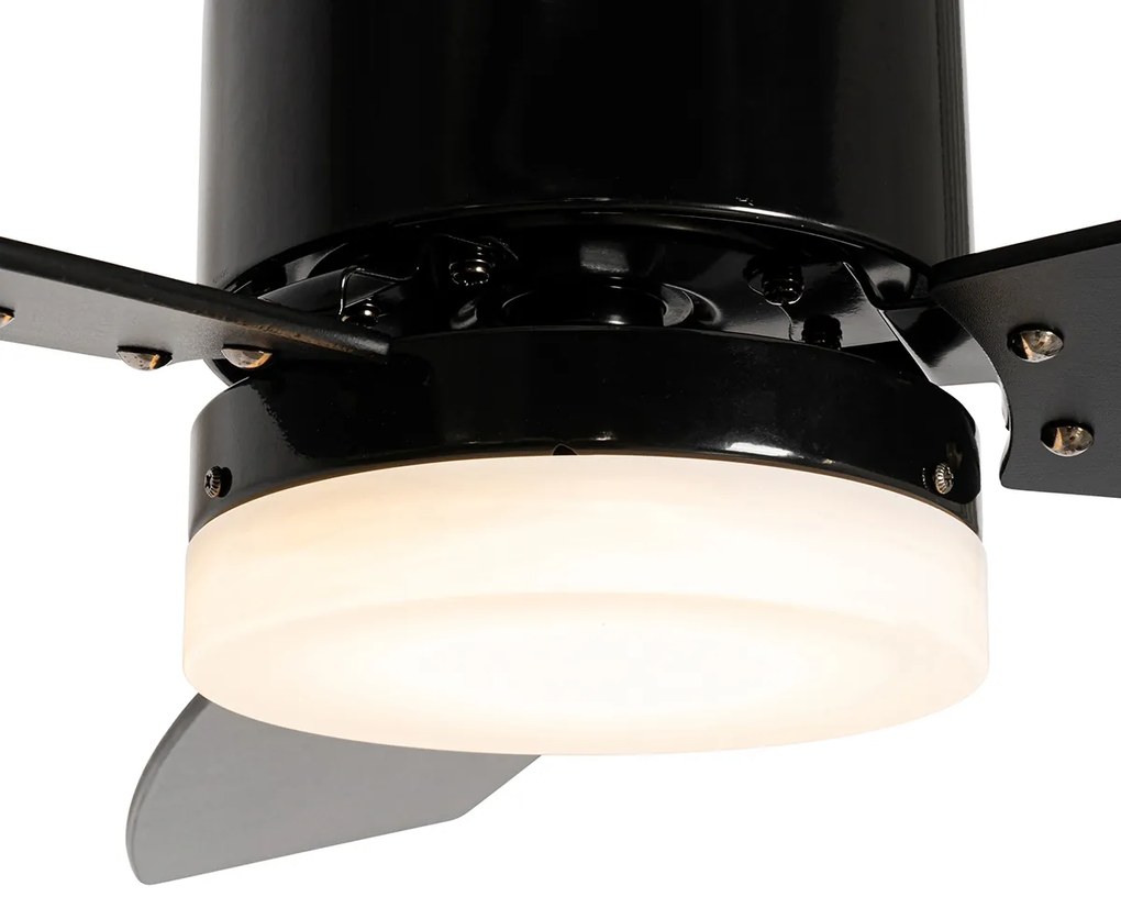 Zewnetrzna Zewnętrzny Wentylator sufitowy z lampą czarny 91,3 cm z LED, ściemnialny, z pilotem IP44 - Toledo Nowoczesny Oswietlenie zewnetrzne