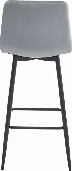 Jasnoszare krzesło barowe POZZA VELVET z czarnymi nogami