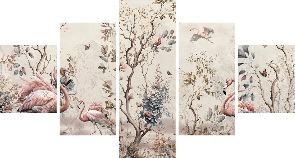 Obraz - Rysunek flamingów (125x70 cm)