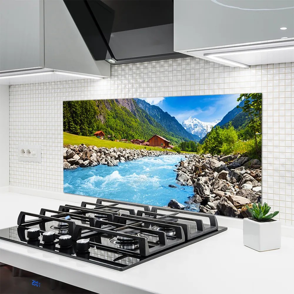 Panel Szklany Kręta Rzeka w Górskiej Dolinie