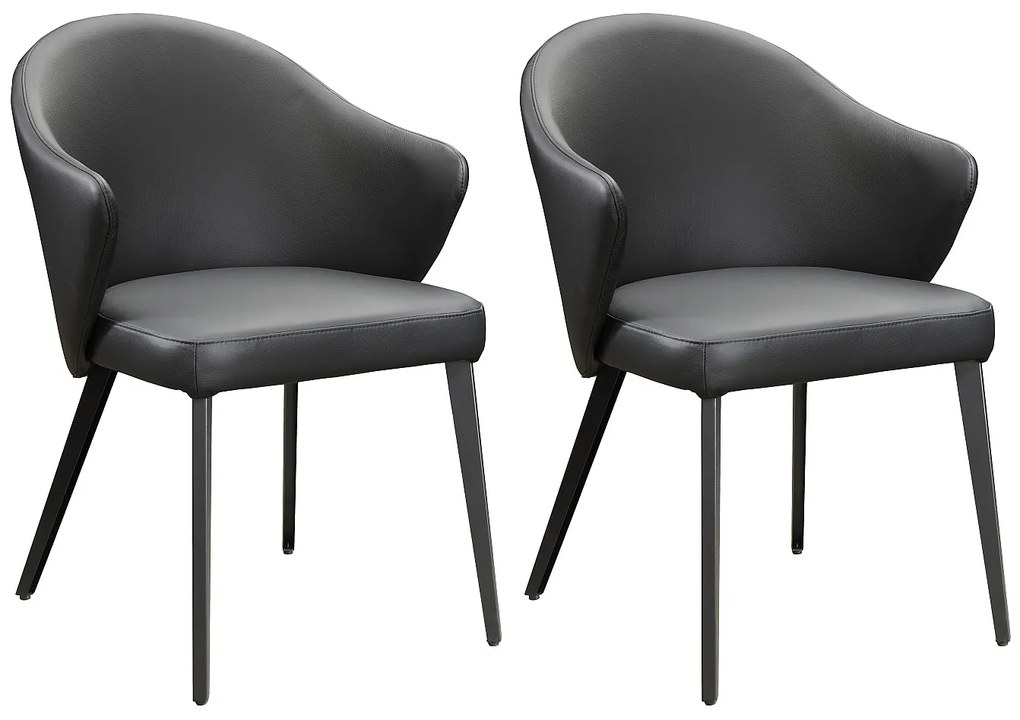 Zestaw 2 krzeseł z podłokietnikami ze skóry i stali – Czarny – MIBELLY marki Maison Céphy
