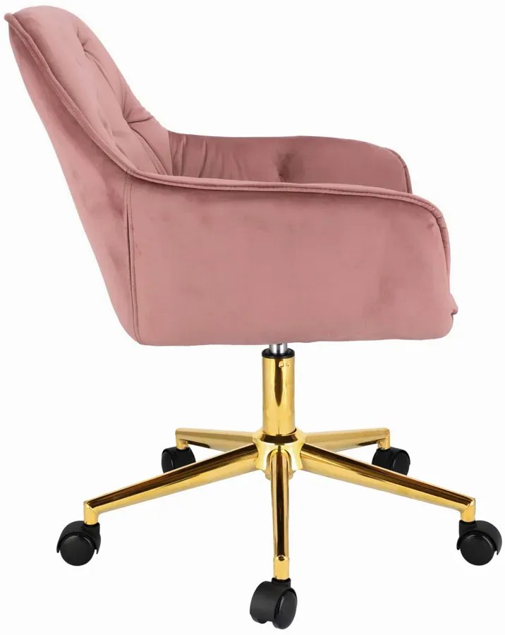 Różowe pikowane krzesło obrotowe w stylu glamour - Anlo 5X