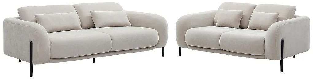 Kanapa 3-osobowa i 2-osobowa z podnoszonymi zagłówkami, beżowa tkanina ARAVIO