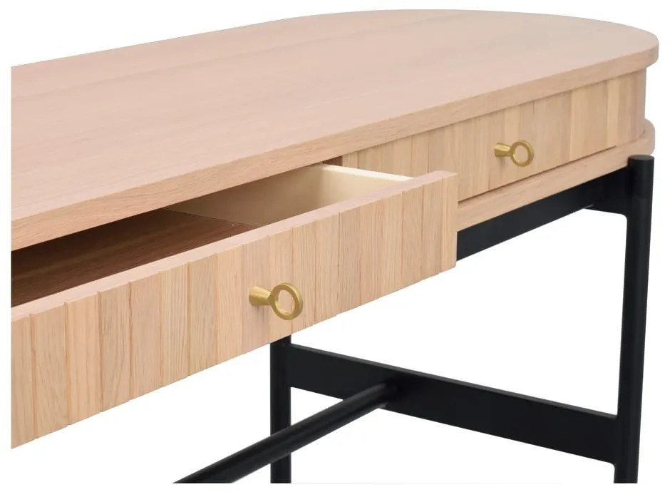 Naturalna konsola w dekorze dębu 142x47 cm Haddington – Rowico