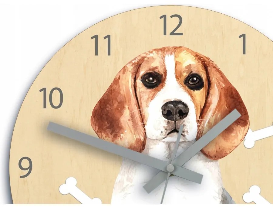 Zegar na ścianę cichy do pokoju dziecięcego drewniany nowoczesny piesek