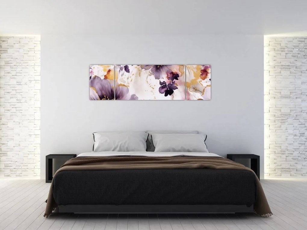 Obraz - Kwiaty akwarelowe (170x50 cm)