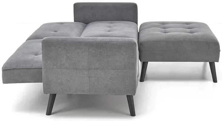 Popielata sofa rozkładana z podnóżkiem - Leris