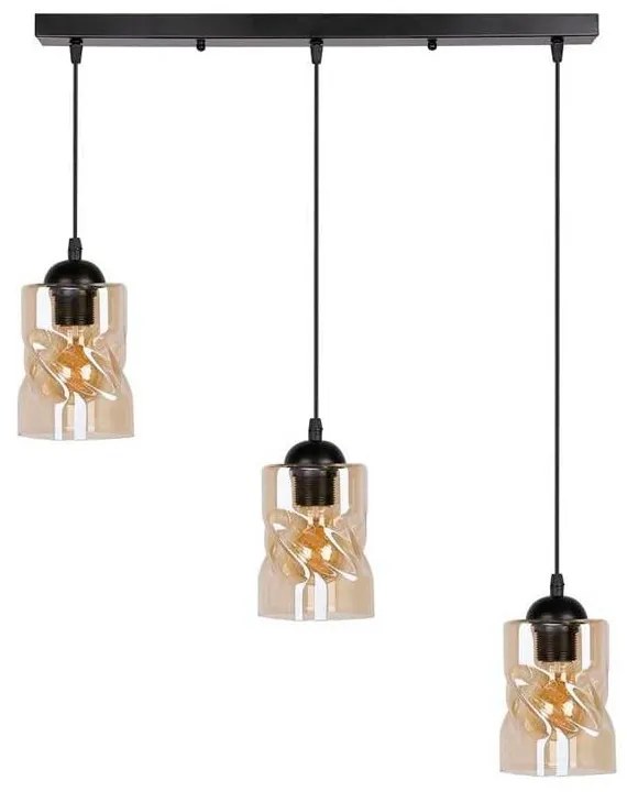 Czarna lampa wisząca ze szklanym kloszem 10x62 cm Felis – Candellux Lighting