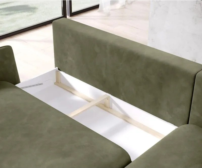 Narożnik SOLANO z funkcja spania i pojemnikiem z dodatkowymi poduszkami WERSAL