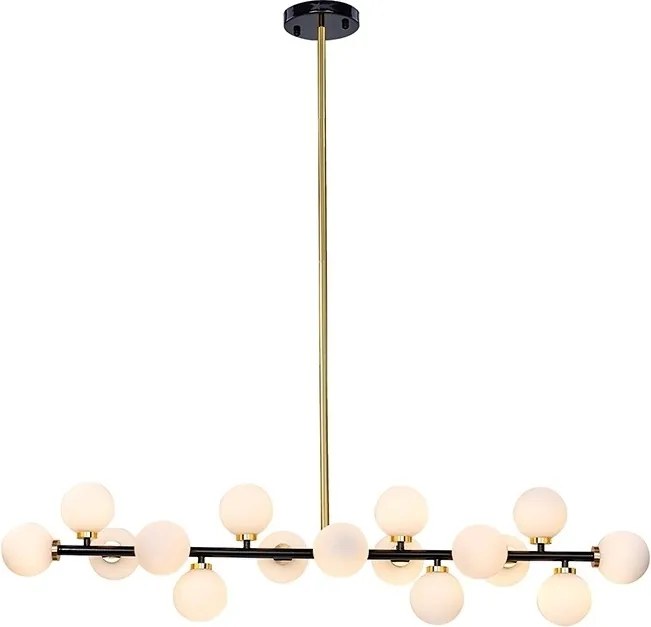 Szeroka lampa wisząca Cosmo Level M Black z kulistymi kloszami