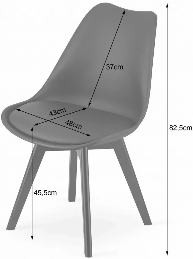 Zestaw grafitowych skandynawskich ergonomicznych krzeseł 4 szt. Lilit 2X