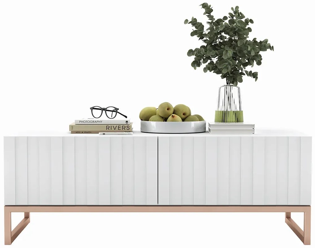 Biały stolik kawowy z lamelami P7-E06