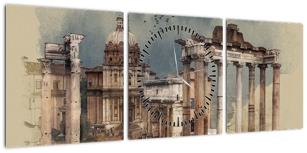 Obraz - Forum Romanum, Rzym, Włochy (z zegarem) (90x30 cm)