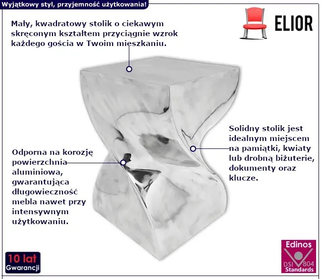 Srebrny skręcony stolik Sines 3X