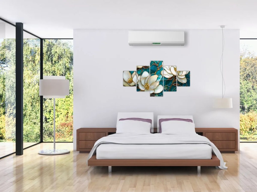 Obraz - Witraż z magnolią (125x70 cm)
