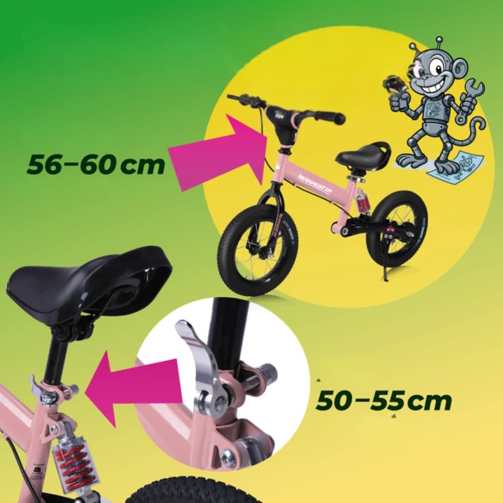 Rowerek biegowy QUIDO, od 3 lat, różowa Rennmeister