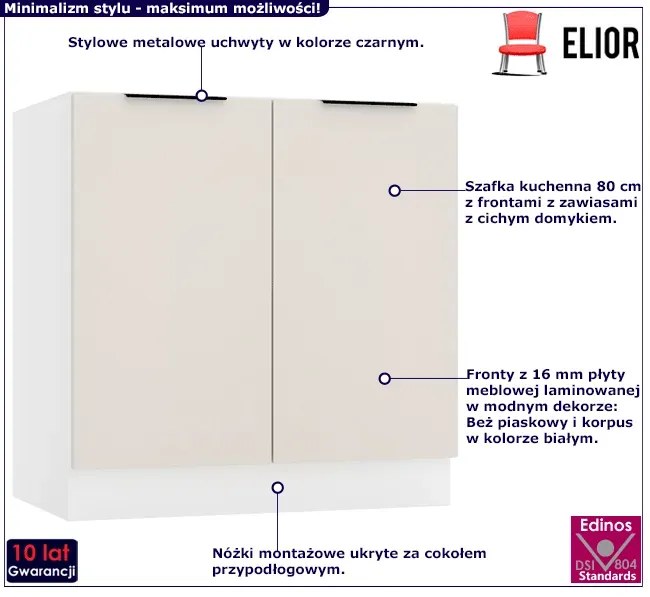 Dolna Szafka Kuchenna 80 Cm Beż Piaskowy A4-L74
