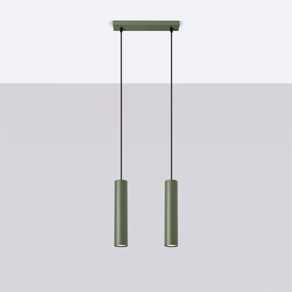Lampa wisząca LAGOS 2 zielona oliwka SOLLUX LIGHTING