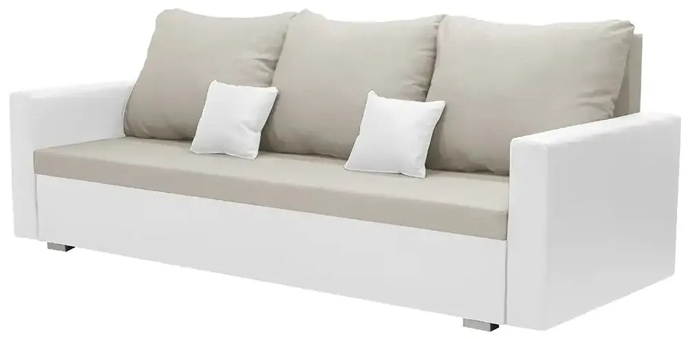 Kanapa sofa 3 os z funkcją spania EKO Jasny beżowy/Biały